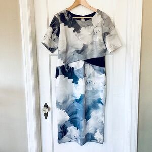 Indication By ECI Women’s Dress Size 12 Nordstrom Rack Gray Floral Abstract Asym